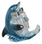 Ocean Marine Blue Dolphin Riding Sea Waves Salt And Pepper Shakers Holder Set