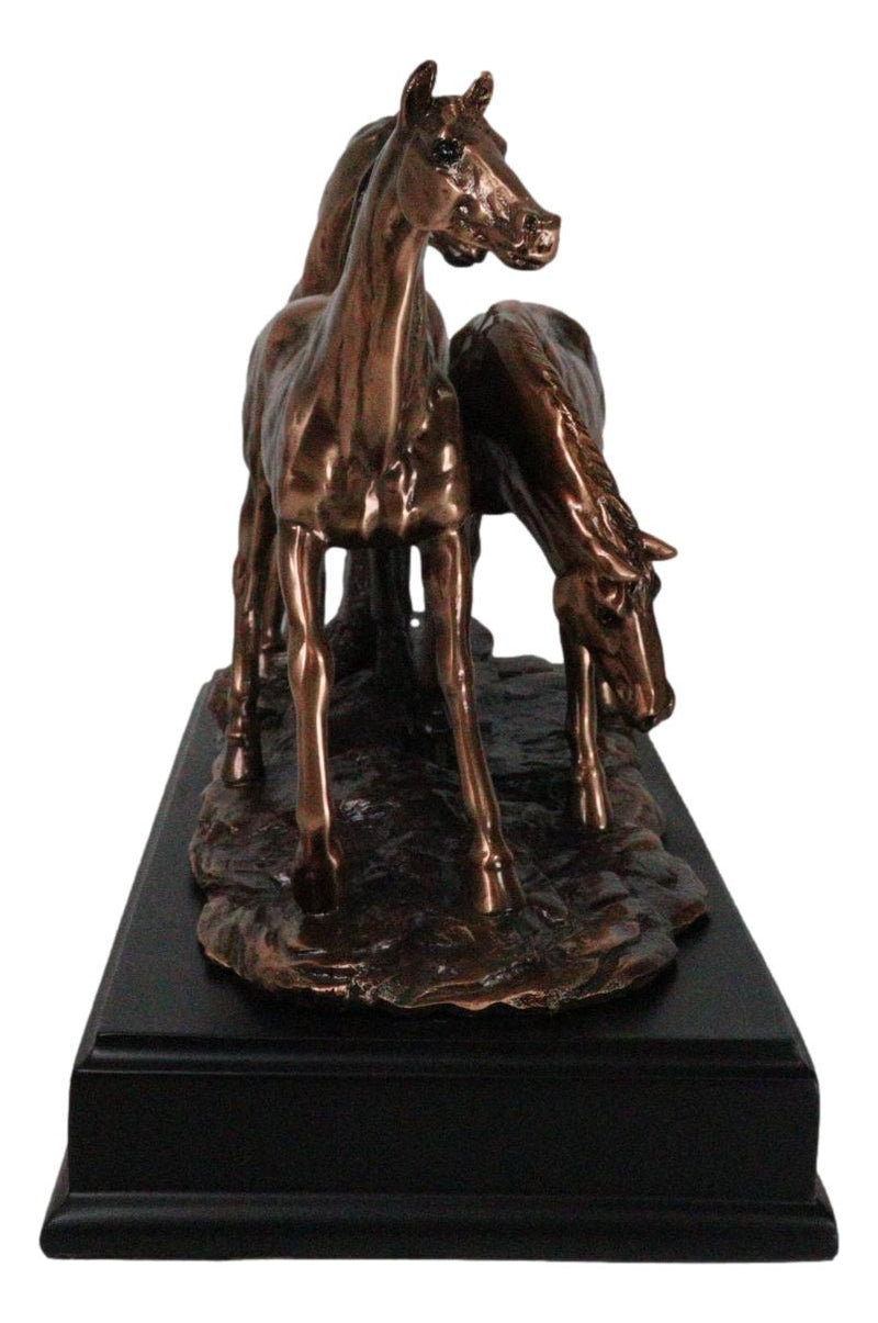 Large 15" Western Equine Beauty Three Horses Bronze Electroplated Resin Figurine