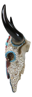 10"H Turquoise Red Teardrop Gems Mosaic Southwest Steer Cow Skull Wall Decor