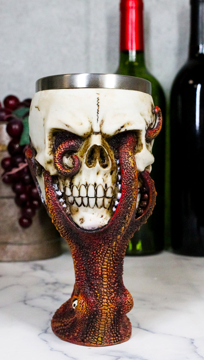 Marine Sea Cthulhu Octopus With Tentacles Wrecking Skull Wine Goblet Chalice