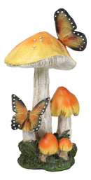 Enchanted Fairy Garden Yellow Toadstool Mushrooms Monarch Butterflies Figurine