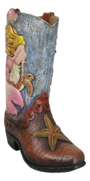 Rustic Western Mermaid Starfish And Sea Turtle Cowgirl Boot Utensils Flower Vase