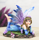 Fantasy Pink and Blue Girl Princess Fairy Lying On Lavender Meadows Figurine