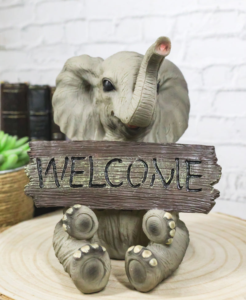 Jungle Wildlife Welcome Safari Savanna Elephant Calf with Trunk Up Figurine