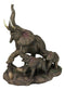 Triumphant Entry Safari Elephants Father And 2 Calves On Forest Floor Figurine