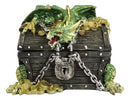 Gold Green Treasure Dragon Guarding Pirate Chest Decorative Jewelry Trinket Box