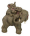 Safari Savanna Whimsical Elephant Father And 2 Calves On Piggyback Figurine 5"H