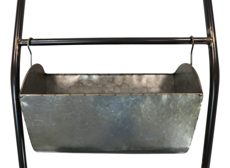 73"H Rustic Galvanized Iron Metal Farmhouse Planter 5 Bucket Tiered Ladder Decor