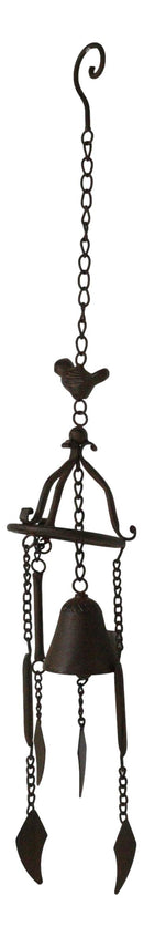 Cast Iron Rustic Country Morning Bird Relaxing Wind Chime Bell Decor Ornament