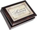 Happy 50th Anniversary Burlwood With Silver Scrollwork Musical Trinket Box