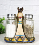 Southwestern Indian Teepee Hut Buffalo Stampede Salt And Pepper Shakers Holder