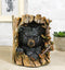 Rustic Western Forest Black Bear Hiding in Tree Trunk Decorative Figurine