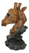 Safari African Savannah Masai Giraffe Head Bust On Rock Steppe Figurine