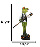 Bow Tie Billiards Pro Green Toad Frog Applying Chalk to Pool Cue Tip Figurine