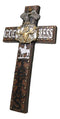 Western God Bless Texas Longhorn Cow Concho Eagle Cowboy On Horse Wall Cross