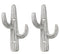 Pack of 2 Rustic Western Off White Metal Desert Saguaro Cactus 2-Pegs Wall Hooks