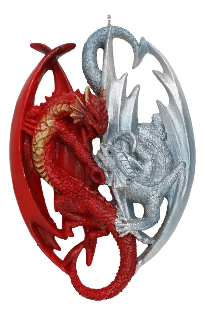 Anne Stokes Dueling Fire And Ice Titan Dragons Tree Hanging Ornament Figurine