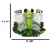 Green Tree Frog Toad Meditating Glass Salt Pepper Shakers Holder Figurine Set