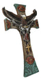 Rustic Western Turquoise Flowers Eagle Dual Pistols Cowboy Faux Wood Wall Cross