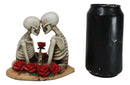 Love Never Dies Skeleton Couple Holding A Stalk of Rose Figurine Cake Topper