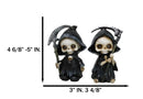 Ossuary Macabre Whimsical Skeleton Chibi Grim Reapers With Scythes Figurines Set