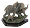 Safari Trio Marching Elephants Father and 2 Calves On Forest Floor Figurine