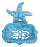 Cast Iron Marine Ocean Coastal Rustic Blue Starfish Sea Star Soap Dish Figurine