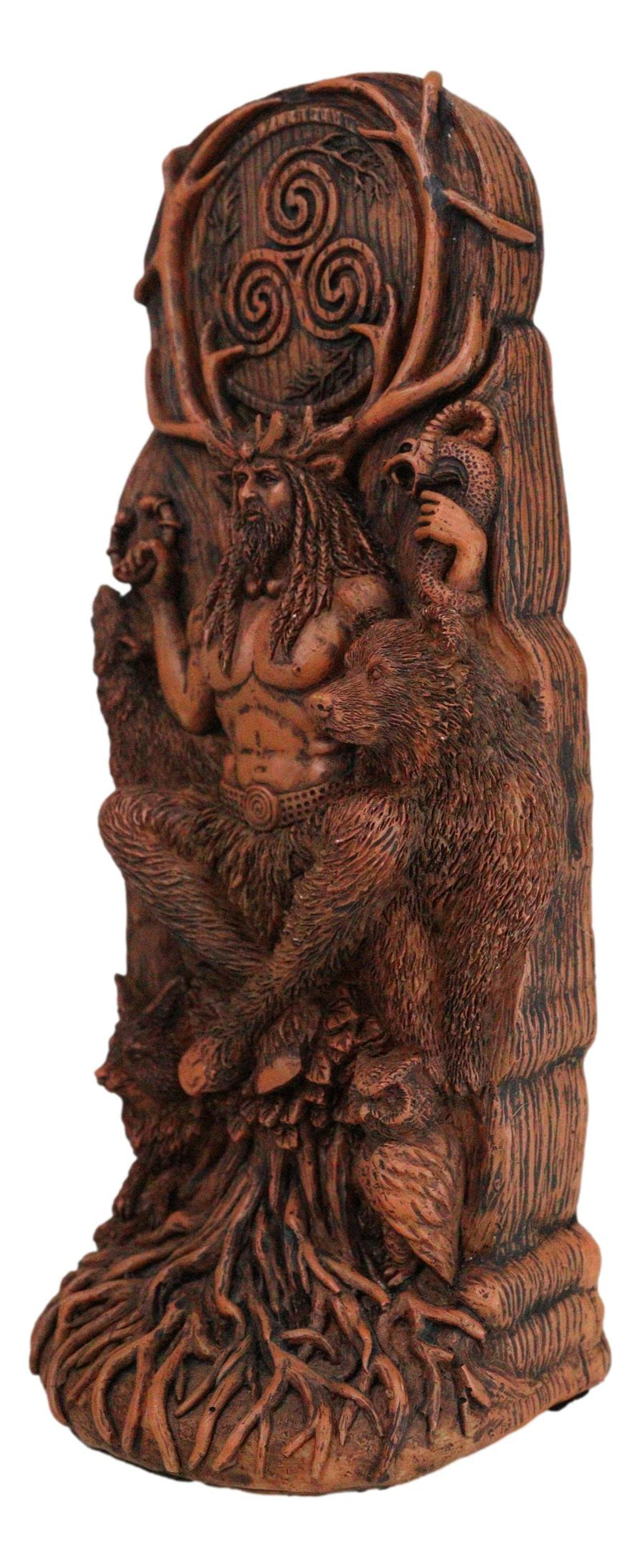 Seated Celtic Horned God Cernunnos Cobra Bear Wolf Owl Tree of Life Sculpture