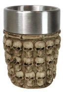 Set Of 4 Gothic Ossuary Graveyard Morphing Skulls And Spine Bones Shot Glass