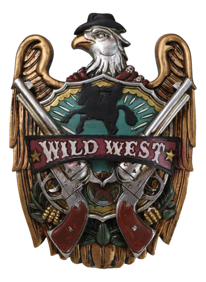 Rustic Western Wild West Eagle Cowboy with Dual Revolver Pistols Wall Decor