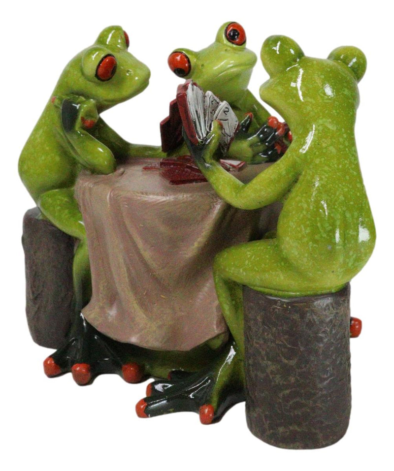 Cheaters' Royal Flush Trio Frogs Playing Poker Card At Gambling Table Figurine