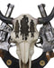 Rustic Western 3 Cowboys On Horses Cow Skull With Dual Pistols Wall Decor Plaque