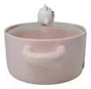 Ceramic Pink Rabbit In Mushroom Forest 30oz Noodle Dessert Bowl W/ Glass Lid