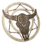 Rustic MDF Wood Buffalo Cow Skull Dreamcatcher Web Circle Wall Decor Plaque