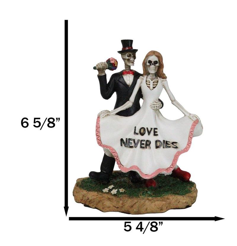 Love Never Dies Skeleton Couple With Flower Bouquet At Prom Night Figurine