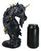 Macabre Black Dark Unicorn Horse With Skeleton Bones And Skulls Bust Figurine