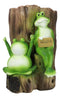 Whimsical Green Frogs Welcome Sign Decorative Floral Vase Or Planter Figurine