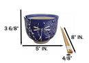 Auspicious Blue Tombo Dragonfly Ceramic Donburi Ramen Bowl With Chopsticks Set