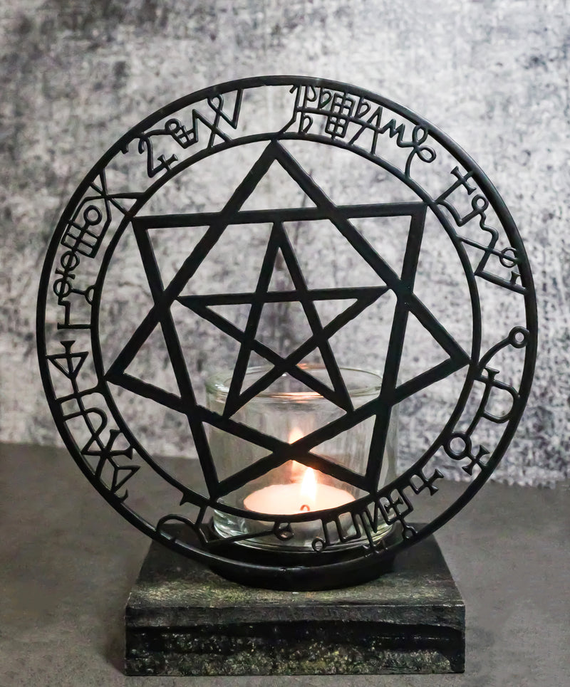 Wicca Occultic Angels and Demons Sacred Mystic Sigils Metal Votive Candle Holder