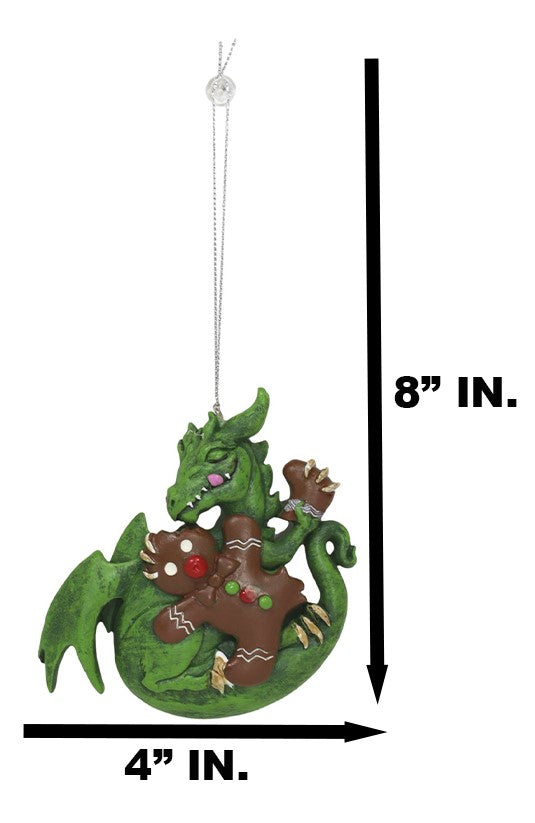 Ruth Thompson Green Dragon With Gingerbread Man Christmas Tree Hanging Ornament