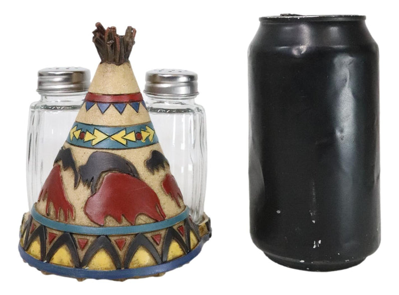 Southwestern Indian Teepee Hut Buffalo Stampede Salt And Pepper Shakers Holder