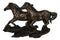 Rustic Western Running Horses On Grasslands Wall Sculpture Relief Figurine 16"L