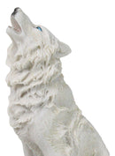 Winter Woodlands Tundra Snow White Albino Wolf Howling at The Moon Figurine