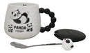 Ceramic Cute Lucky Panda Bear Cartoon With Lid And Panda Head Spoon Mug Cup