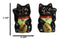 Black Lucky Fortune Japanese Maneki Neko Cats Ceramic Salt Pepper Shakers Set