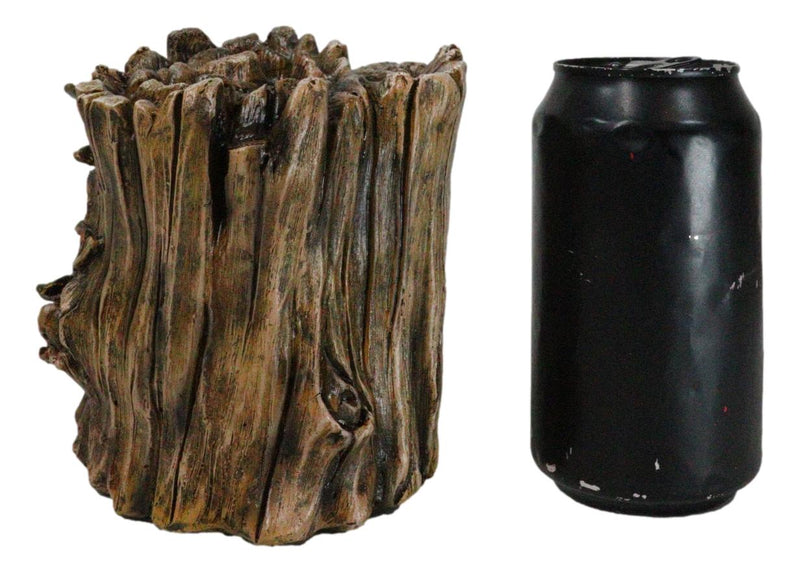 Rustic Western Forest Black Bear Hiding in Tree Trunk Decorative Figurine