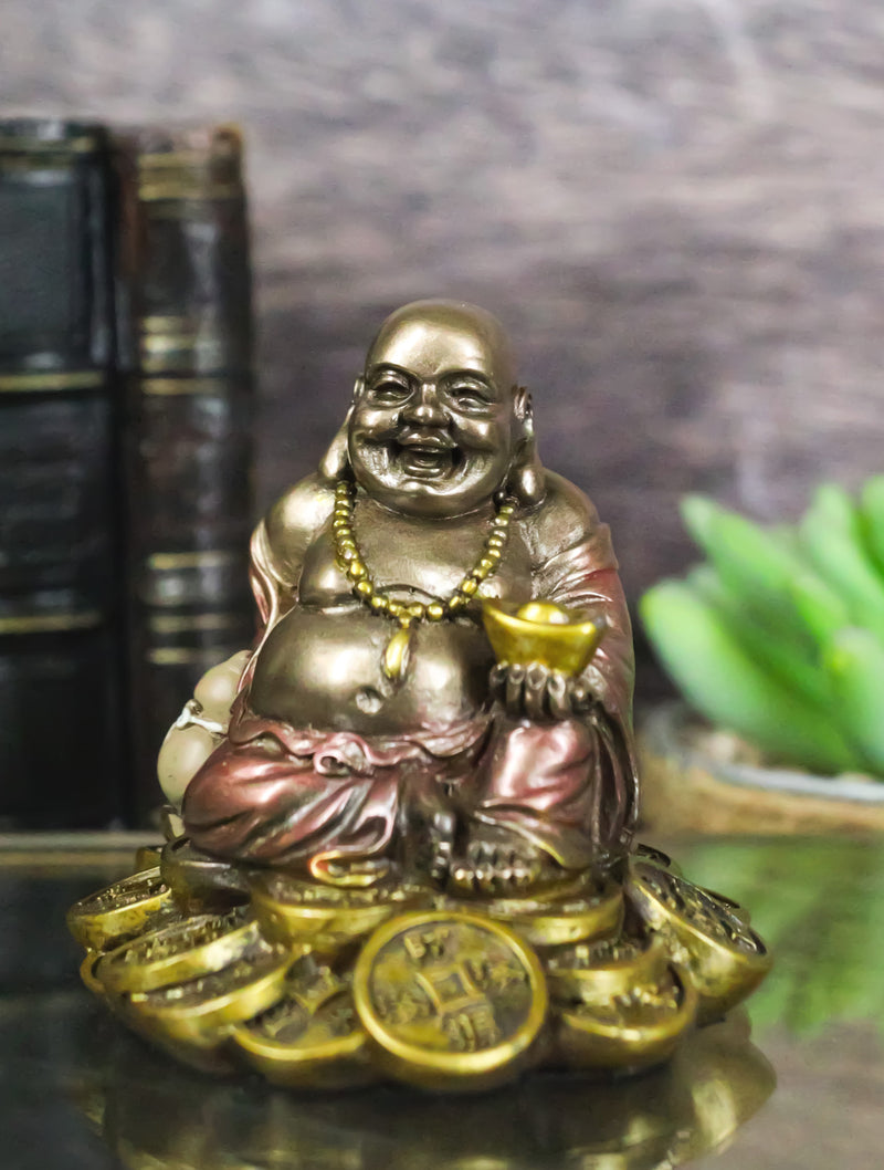 Bodhisattva Maitreya Buddha Ajita Holding Golden Nugget Mini 3" Tall Figurine