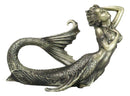 Nautical Aged Bronze Resin Seductive Mermaid Siren With Fishnets Figurine 7"L