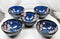 Pack Of 5 Blue Japanese Hasui Sakura Cherry Blossom Ceramic Large Rice Bowls