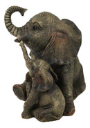 Jungle Shower Safari Savanna Elephant Mother and Calf with Trunks Up Figurine